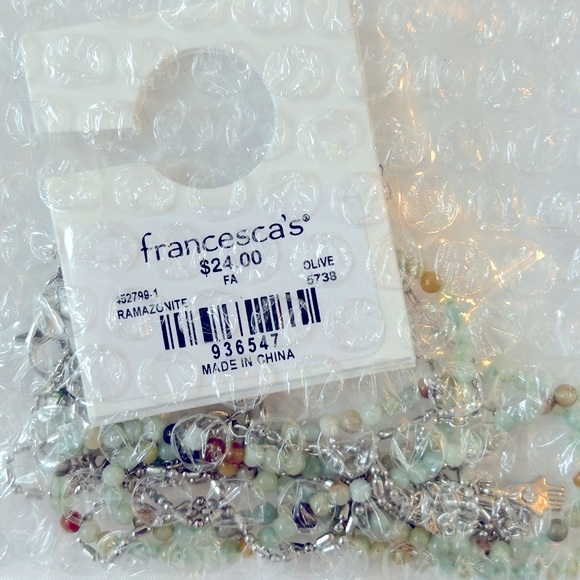 NWT Francesca’s Collection Elle Amazonite Layered Hamsa 🪬 Pendant Necklace - Picture 6 of 6